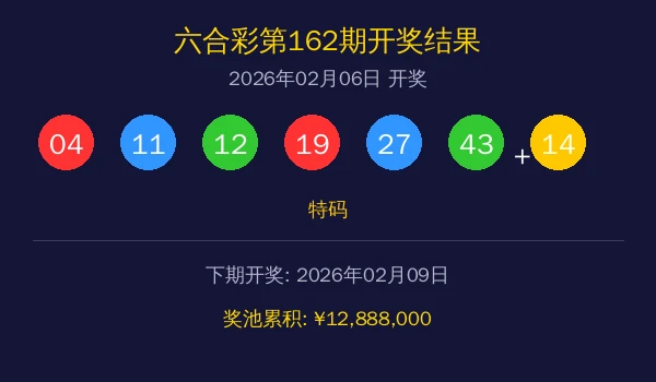 六合彩第162期开奖结果号码展示